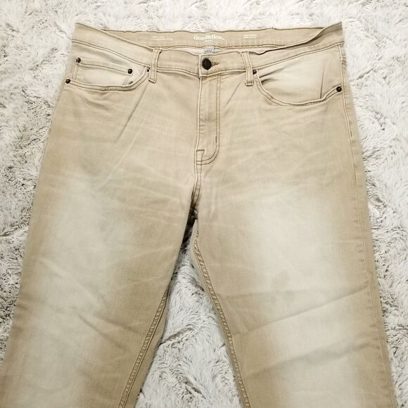Goodfellow Co Jeans Mens 40×32 Brown Slim Straight Total Flex Medium Wash Denim - Picture 3 of 13